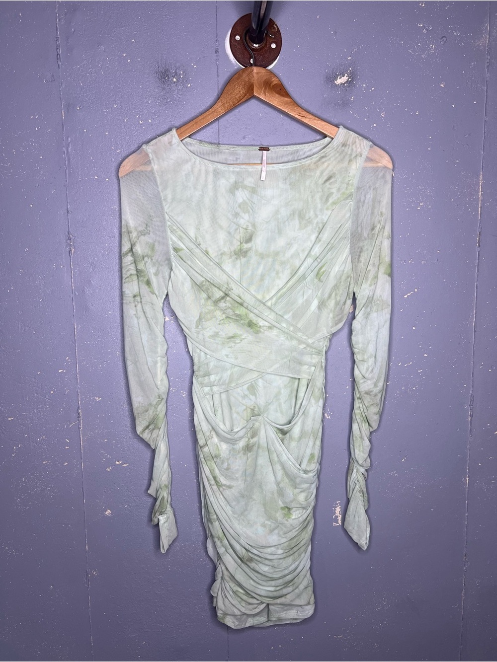 FREE PEOPLE - KATANA MINI DRESS IN SAGE COMBO Size Small - Picture 7 of 8